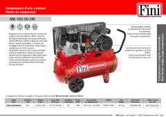 Fini MK102-50-2M Piston Compressor – 50 lt | 2 hp – 1.5 kW – Single Phase Oil Type