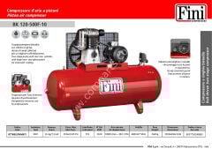 Fini BK120-500F-10T Piston Compressor – 500 lt | 10 hp – 7.5 kW – Three-Phase Oil Type