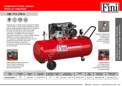 Fini MK113-270-4T Piston Compressor – 270 lt | 4 hp – 3 kW – Three Phase Oil Type