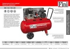 Fini MK102-100-2M Pistonlu Kompresör – 100 lt | 2 hp – 1.5 kW – Monofaze Yağlı Tip