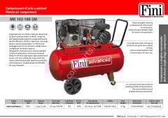 Fini MK102-100-2M Piston Compressor – 100 lt | 2 hp – 1.5 kW – Single Phase Oil Type