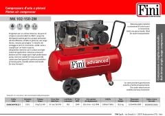 Fini MK102-150-2M Pistonlu Kompresör – 150 lt | 2 hp – 1.5 kW – Monofaze Yağlı Tip