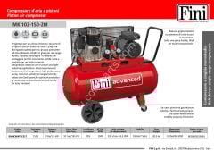Fini MK102-150-2M Piston Compressor – 150 lt | 2 hp – 1.5 kW – Single Phase Oil Type