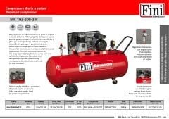 Fini MK103-200-3M Pistonlu Kompresör – 200 lt | 3 hp – 2.2 kW – Monofaze Yağlı Tip