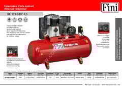 Fini BK119-500F-10T Piston Compressor – 500 lt | 7.5 hp – Three-Phase Oil Type Compressor