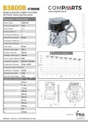 Italian 3800 Piston Head – 3 kW / 4 HP | Single Stage Compressor Head – #370000B
