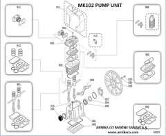 Fini FSN MK102 Piston Kafa – 1.5 kW / 2 HP | Tek Kademeli Kompresör Kafası – #41P0017SGL