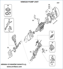Fini FSN VKM320 Yağsız Direk Akuple Piston Kafa – 2.2 kW / 3 HP | Sessiz Kompresör Kafası