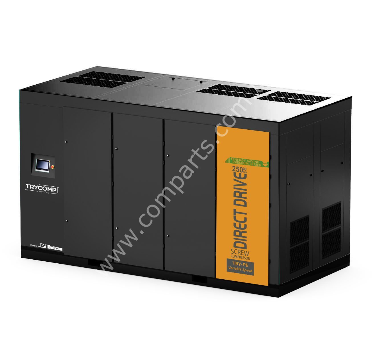 TRY250TA 250 kW / 335 HP İki Kademeli IE5 PM Motorlu VSD Vidalı Hava Kompresörü