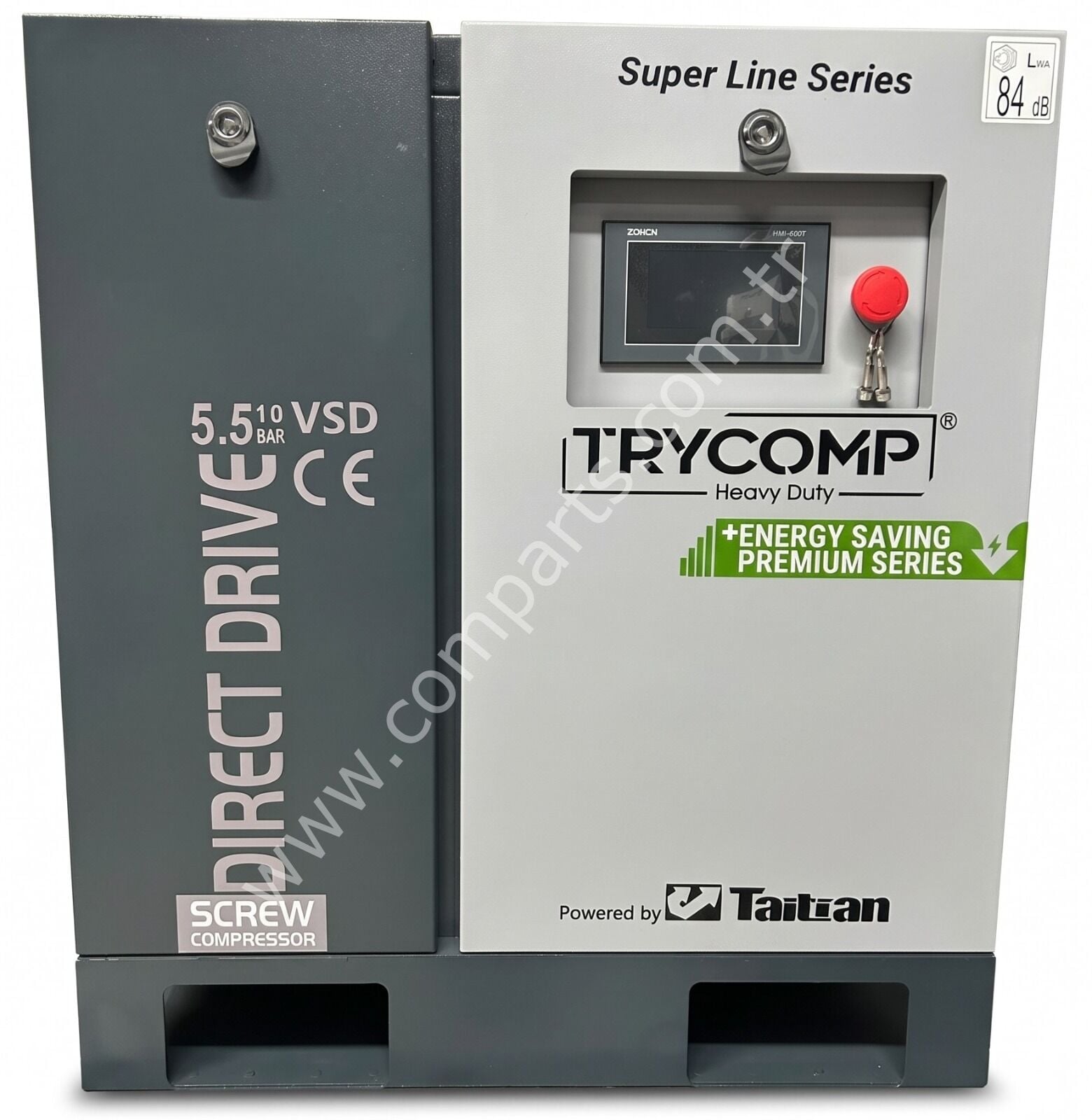 TRYCOMP TRY5.5PE-TD-Y-8 5,5 kW Vidalı Kompresör 7,5 HP IE4 PM Motorlu VSD