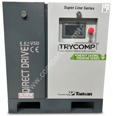 TRYCOMP TRY5.5PE-TD-Y-8 5,5 kW Vidalı Kompresör 7,5 HP IE4 PM Motorlu VSD