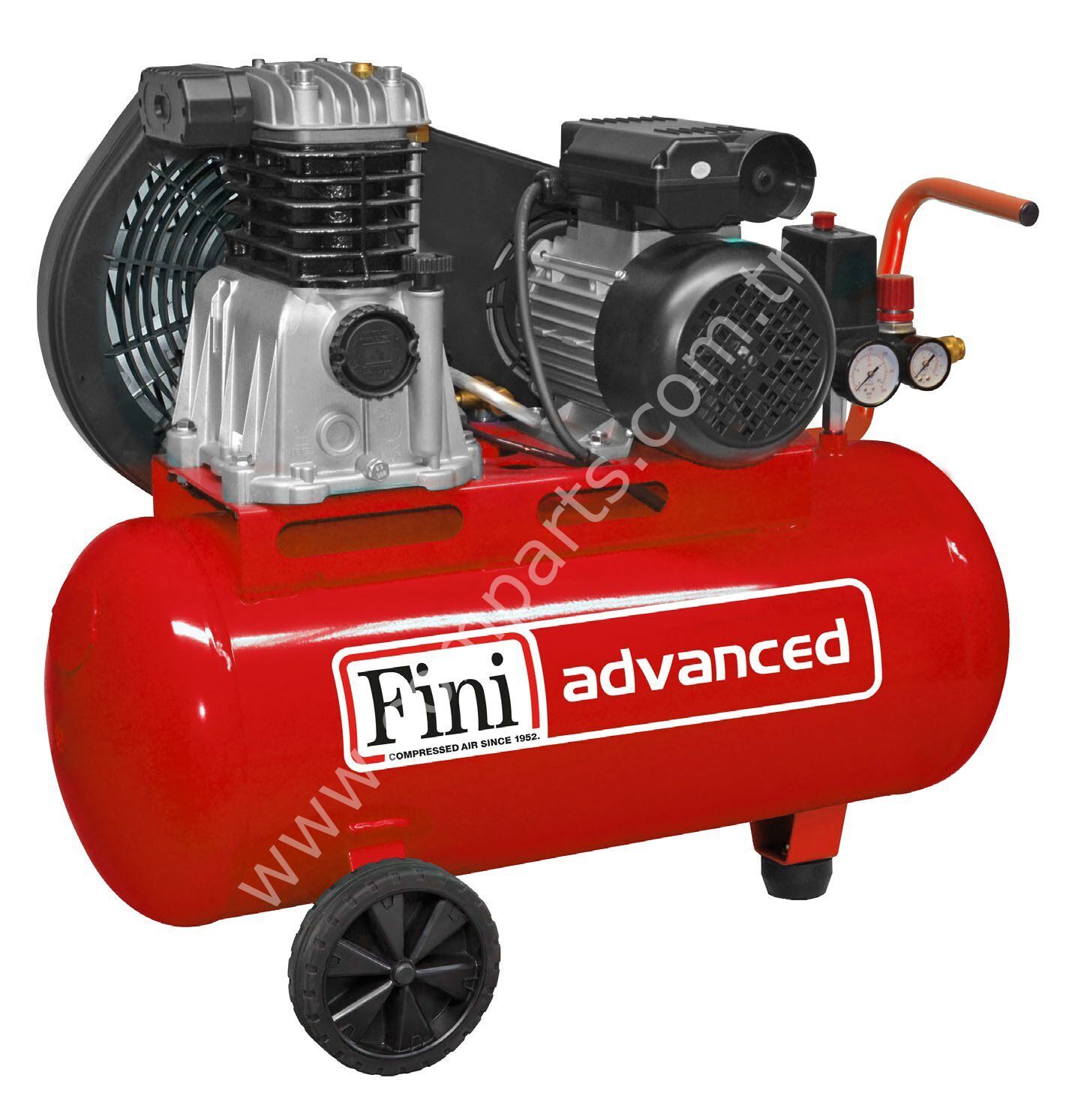 Fini Advanced 50 Litre Pistonlu Hava Kompresörü MK102N-50E-2M 50 Litre, 1,5kW./2HP, Monofaze, Kayış Kasnaklı, Çift Silindirli, Yağlı Tip, İtalyan Fini Marka