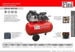 Fini Advanced 100 Litre Pistonlu Hava Kompresörü MK102-100E-3M 100l. Kayış Kasnaklı, 2,2kW./3 HP, Monofaze, 100 Litre Tank, 10 bar, Çift Silindirli, Yağlı Tip, İtalyan Fini Marka