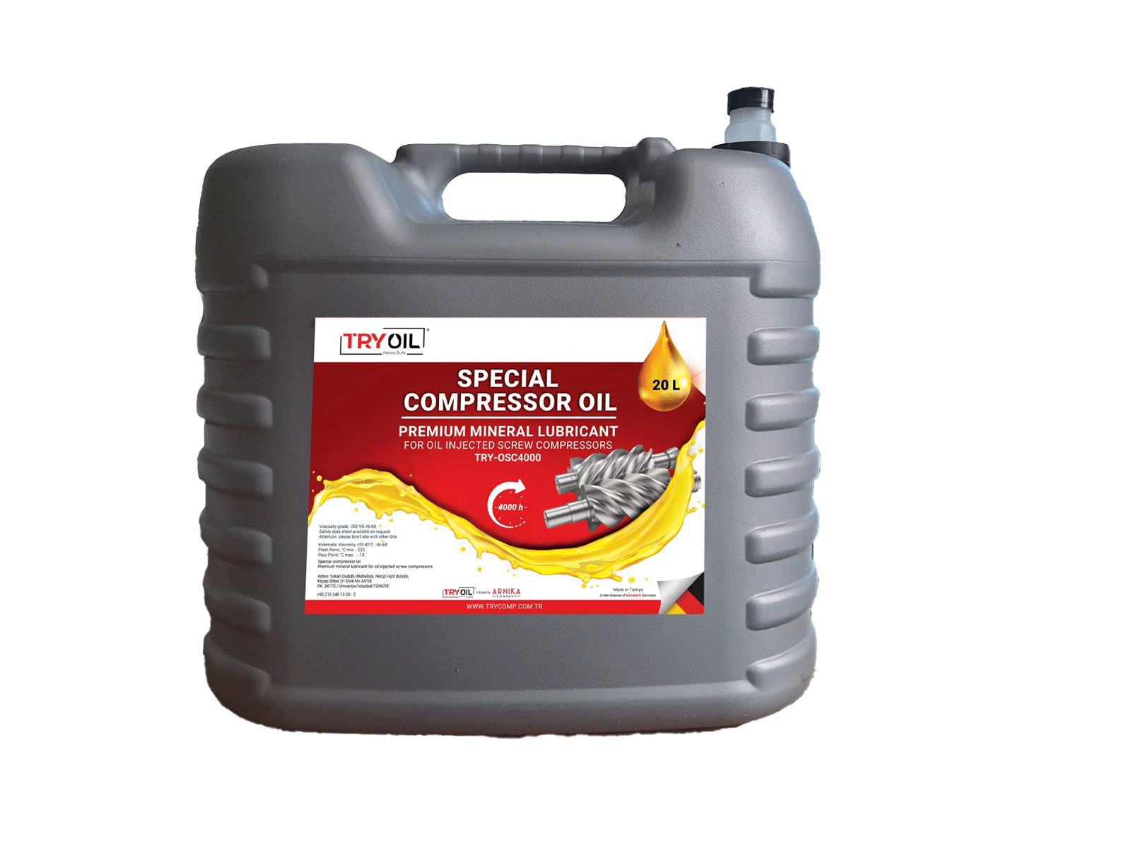 TRY-OIL OSC4000 20L Vidalı Kompresör Yağı – Mineral Bazlı Özel Yağ