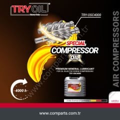 TRY-OIL OSC4000 20L Vidalı Kompresör Yağı – Mineral Bazlı Özel Yağ