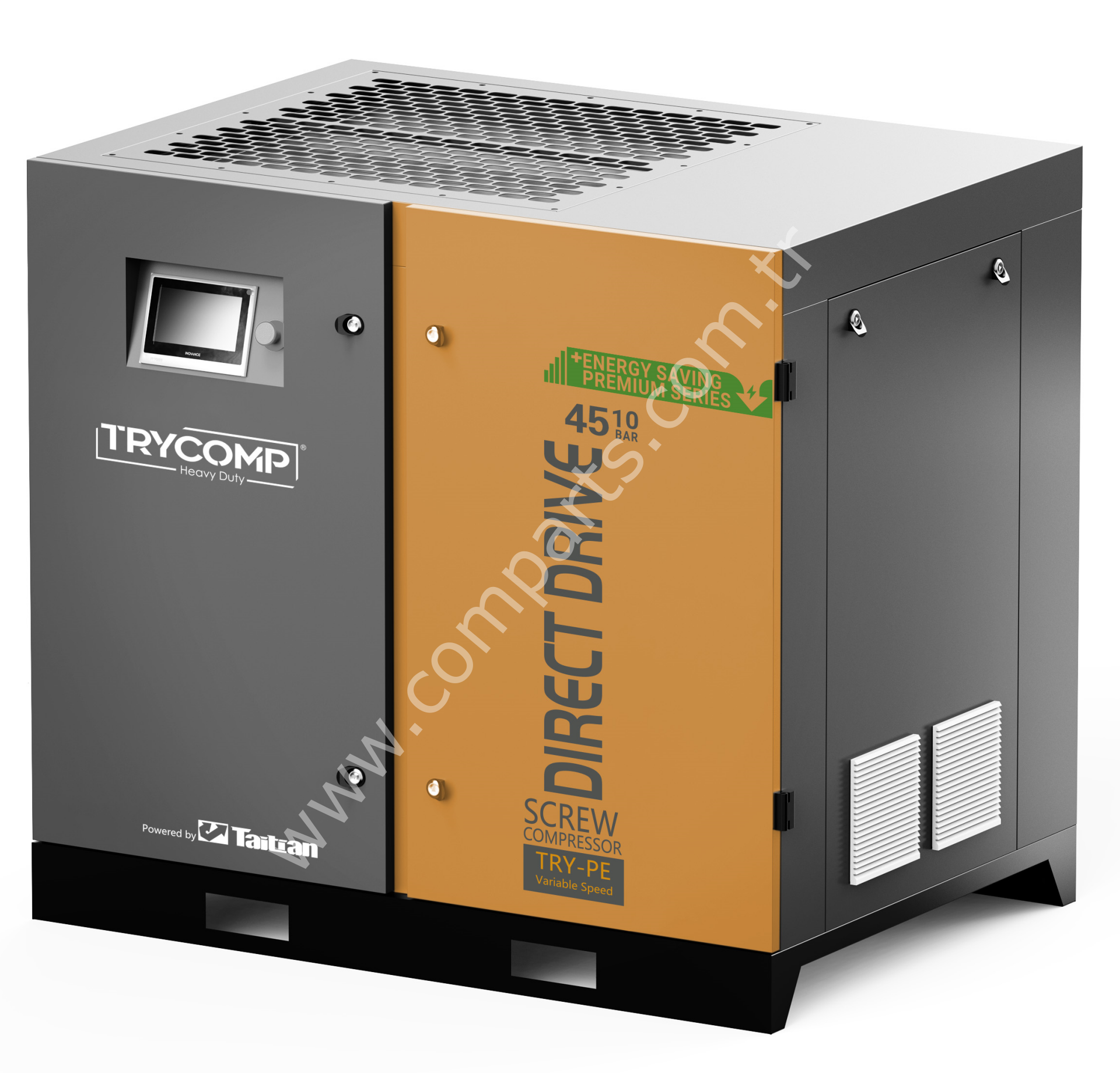 TRYCOMP TRY45TB 45 kW / 60 HP IE5 PM Motorlu Vidalı Hava Kompresörü